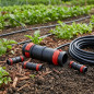 10 x 16mm drip irrigation connector with safety ring. Union for 16 mm diameter drip tube, black