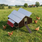 Free-Range mobile chicken coop includes 55L waterer and laying box, with capacity for 30 hens, Measures 1.5 x 1.8 m