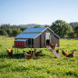 Poulailler mobile en liberté comprenant un abreuvoir de 55 L et un nichoir, d'une capacité de 30 poulets, 1,5 x 1,8 m
