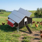 Free-Range mobile chicken coop includes 55L waterer and laying box, with capacity for 30 hens, Measures 1.5 x 1.8 m