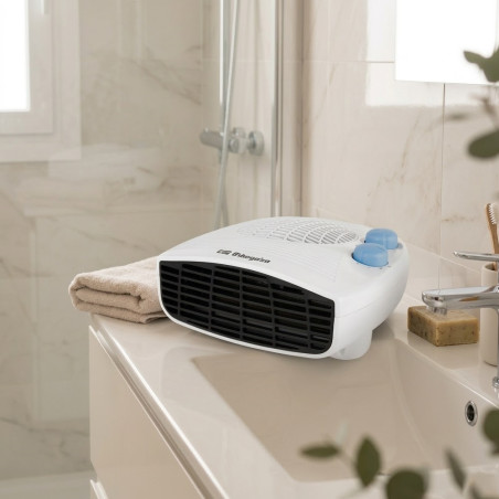 Calefactor Horizontal 1000 W-2000W Orbegozo, Temperatura Ajustable, Calefactor de Aire, Calefactor de baño para suelo, Blanco
