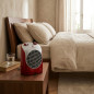 Riscaldatore oscillante 90º. Colore rosso. Due potenze: 1100W-2200W. Temperatura regolabile. Posizione aria fredda (ventilatore)