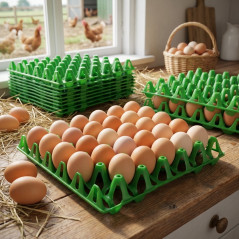 Set di 5 Bassoi in plastica con capacità di conservare 30 uova, misure 30x30x5 cm