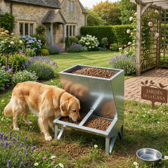 Tolva galvanizada para cerdos, dispensador alimentos 2 huecos, 50 Kg  48x40x85 cm