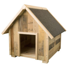 Canil de madeira para cães 65x74x75 cm | Canil externo com telhado de duas águas para cães de porte médio