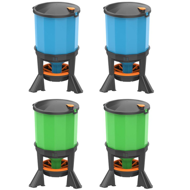 Kit 2+2 Abbeveratoio + Mangiatoia con Gambe per Pollame 45 L | Kit di 4 Accessori per Pollame