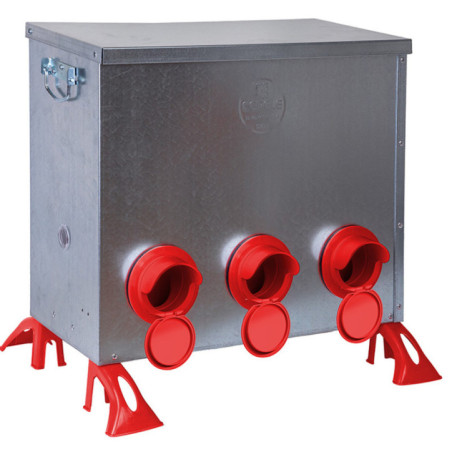 Metal Poultry Feeder with 6 Outlets, 80 kg Capacity | Waste-Free | Outdoor Hopper