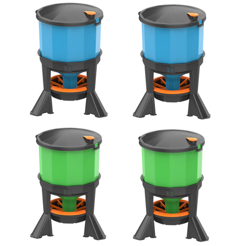 2er-Pack Tränke + Futtertrog mit Beinen für Hühner, 35 l | 4-teiliges Geflügelzubehör-Set