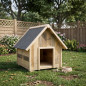 Canil de madeira para cães 65x74x75 cm | Canil externo com telhado de duas águas para cães de porte médio Canil de madeira para cães 65x74x75 cm | Canil externo com telhado de duas águas para cães de porte médio