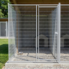 Frente de Malla 3x10 cm con Puerta 100x185 cm | Boxes Cachorros | Perrera Canina Eco