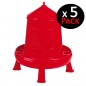 5 x Tremi Plastique Volailles rouge 4 Kg pour poulets, avec pieds, 30x30x50 cm