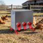 Alimentador metálico para aves com 6 saídas, capacidade de 80 kg | Sem desperdício | Reservatório para uso externo