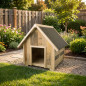 Niche en bois pour chien 65x74x75 cm | Niche d'extérieur avec toit à pignon pour chiens de taille moyenne