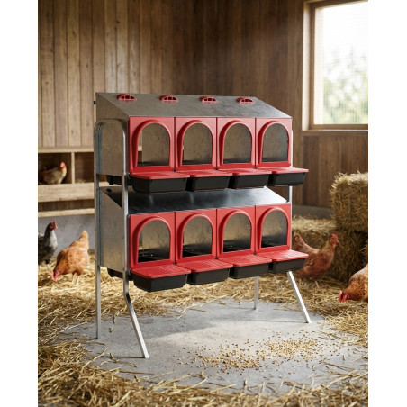 Nichoir à poules Intérieur 8 départements 108x48x123 cm. Pondoir métallique d'intérieur avec pieds