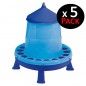 Set di 5 Mangiatoie con Piedini per Polli e Uccelli | Capacità 4 kg | 30x30x50 cm | Plastica Resistente | Colore Blu
