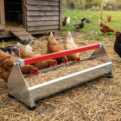 Comedero gallinas acero inoxidable | 61x19x19,5 cm | resistencia corrosión | Higiénico y duradero | interior  exterior