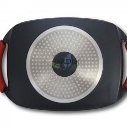 Piastra grill da 47 cm rivestita in pietra grigia adatta a tutti i tipi di fornelli, induzione e forno, rivestimento antiaderent