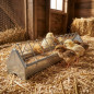 Mangeoire Métallique pour les Poussins 100 cm, Mangeoires de poule linéaires en tôle galvanisée avec grille large
