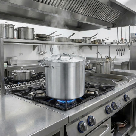 Casserole Lacor 30 cm en acier inoxydable avec couvercle | Casserole droite finition mate | Compatible avec les plaques de cuiss