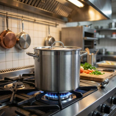 Casserole Lacor 20 cm en acier inoxydable avec couvercle | Casserole droite finition mate | Compatible avec les plaques de cuiss