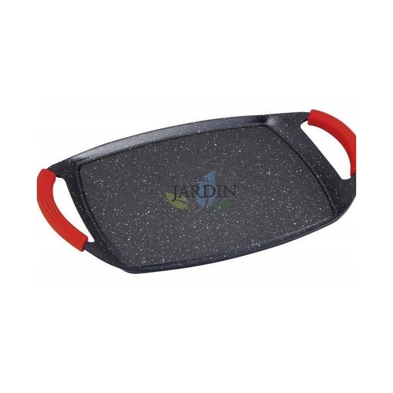 Grelha de 47 cm revestida com pedra, adequada para todos os tipos de fogões, incluindo indução e forno, com revestimento antiade