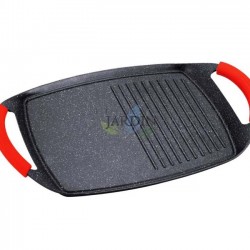 Induction hob with stone coating, 47 cm, smooth and grill
