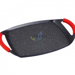 Plancha grill revestimiento de piedra 36 cm para todo tipo de cocinas, inducción y horno, recubrimiento antiadherente