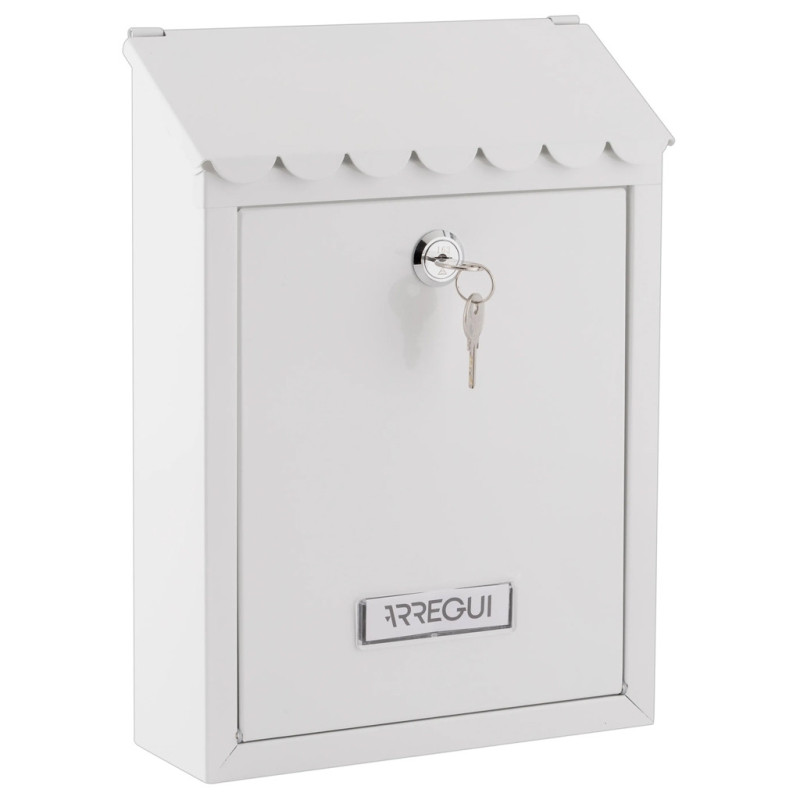 Boîte aux lettres extérieure | Boîte aux lettres en acier blanc avec clés | Boîte aux lettres murale pour collectivités avec ser