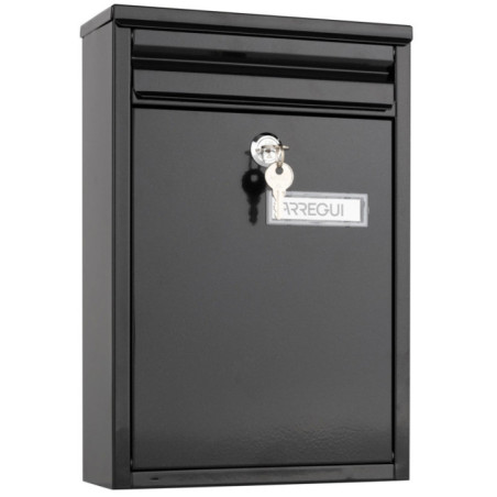 Outdoor Mailbox | Black Steel Mailbox with Keys | Wall-Mounted Mailbox for Communities with Lock 22x36x11 cm
