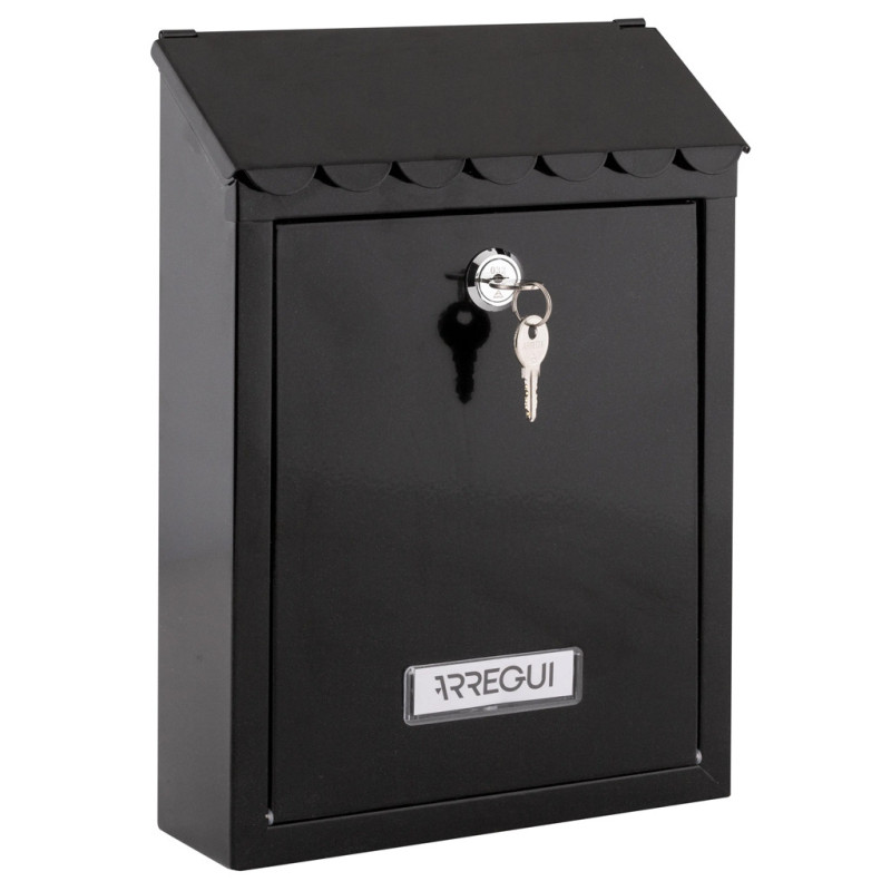 Boîte aux lettres extérieure | Boîte aux lettres en acier noir avec clés | Boîte aux lettres murale pour collectivités avec serr