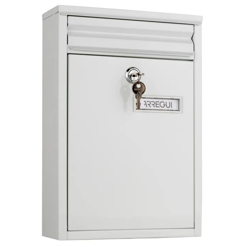 Outdoor Mailbox | White Steel Mailbox with Keys | Wall-Mounted Mailbox for Communities with Lock 22x36x11 cm