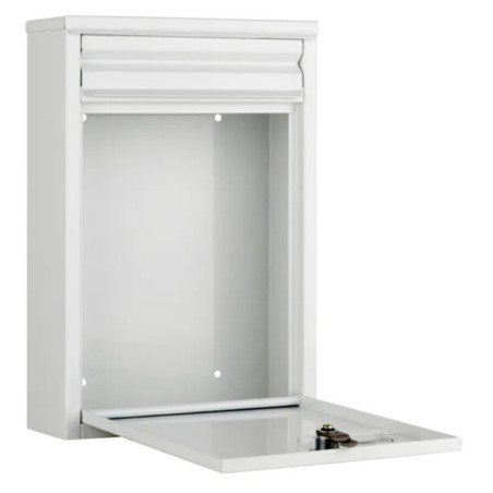 Außenbriefkasten | Weißer Stahlbriefkasten mit Schlüsseln | Wandbriefkasten für Wohnanlagen mit Schloss, 22 x 36 x 11 cm