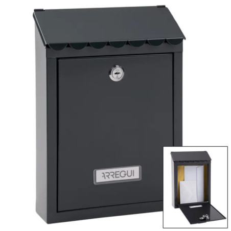 Outdoor Mailbox | Anthracite Steel Mailbox with Keys | Wall-Mounted Mailbox for Communities with Lock 21.6x36x11 cm