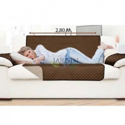 3-seater reversible armchair protective cover brown and beige