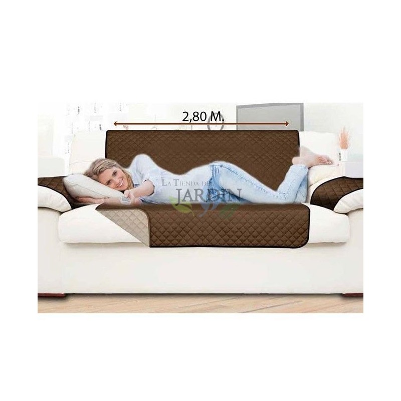 Fodera di Protezione per Poltrona 3 Posti Reversibile, Marrone e Beige