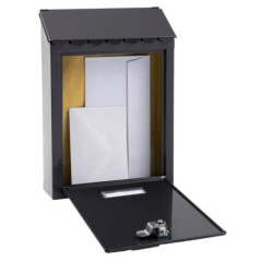 Outdoor Mailbox | Anthracite Steel Mailbox with Keys | Wall-Mounted Mailbox for Communities with Lock 21.6x36x11 cm