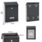 Outdoor Mailbox | Anthracite Steel Mailbox with Keys | Wall-Mounted Mailbox for Communities with Lock 21.6x36x11 cm