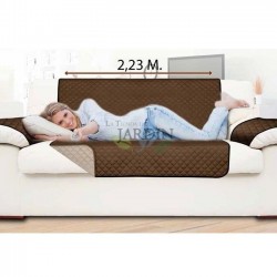 Reversible 2-seater armchair protective cover, brown and beige