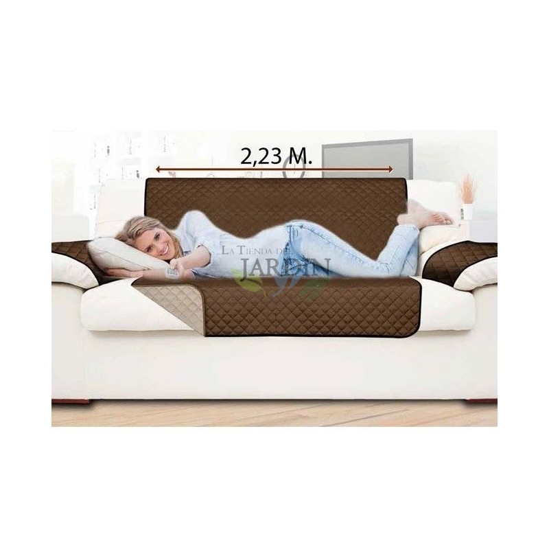 Protective cover for reversible 2-seater armchair brown and beige