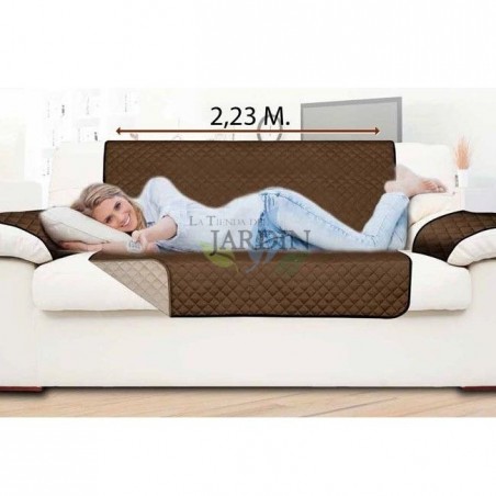 Protective cover for reversible 2-seater armchair brown and beige