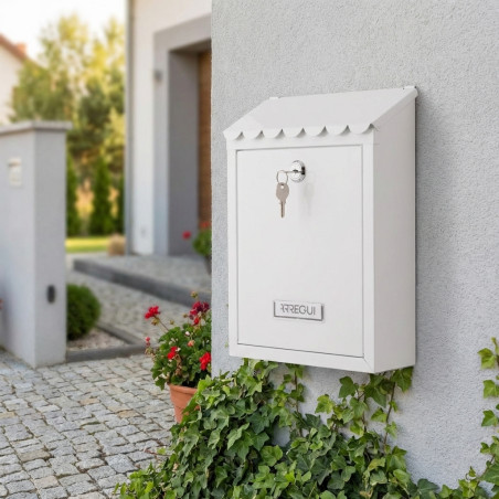 Buzon de Correos Exterior | Buzon de Acero Blanco con llaves | Buzon de Pared para Comunidad con Cerradura 21,6x36x11 cm