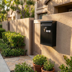 Outdoor Mailbox | Black Steel Mailbox with Keys | Wall-Mounted Mailbox for Communities with Lock 22x36x11 cm