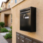 Buzon de Correos Exterior | Buzon de Acero Negro con llaves | Buzon de Pared para Comunidad con Cerradura 22x36x11 cm