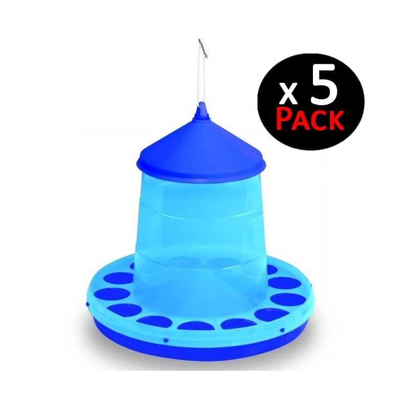 5 Stück Futtertröge für Vögel und Hühner | 2 kg Kapazität | 25x25x34 cm | Robustes Plastik | Farbe Blau 5 Stück Futtertröge für Vögel und Hühner | 2 kg Kapazität | 25x25x34 cm | Robustes Plastik | Farbe Blau