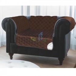 Reversible 1-seater armchair protective cover, brown and beige