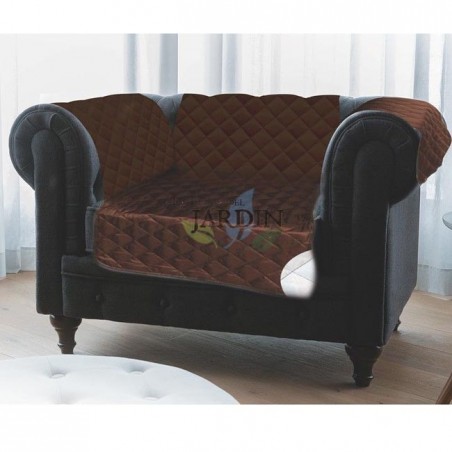 Housse de protection réversible pour fauteuil 1 place, marron et beige