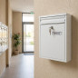 Outdoor Mailbox | White Steel Mailbox with Keys | Wall-Mounted Mailbox for Communities with Lock 22x36x11 cm