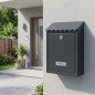 Outdoor Mailbox | Anthracite Steel Mailbox with Keys | Wall-Mounted Mailbox for Communities with Lock 21.6x36x11 cm