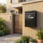 Outdoor Mailbox | Black Steel Mailbox with Keys | Wall-Mounted Mailbox for Communities with Lock 22x36x11 cm