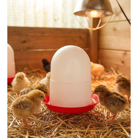 Feeder for 1st age chicks 1.5 Kg with legs, 19x20cm, red